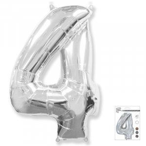 Цифра 4 Серебро - Шары и праздники